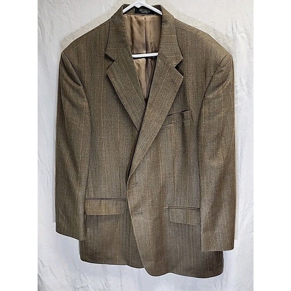 VERSINI Sport Coat Size 44R Silk Blend Blazer Shepherd's Check‎ Tan - Picture 1 of 13